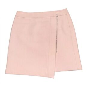 White House Black Market Womens Sz 6 Pink Rose Mist Asymmetrical-Zip Mini Skirt